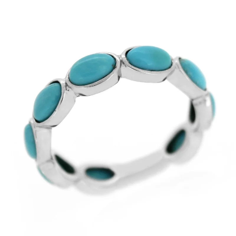 Women’s designer rings-Campitos Turquoise Gemstone Ring, 925 Sterling Silver Band Ring