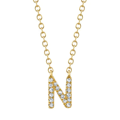 Women’s lock and key necklaces-0.05ctw Diamond Necklace - Initial N