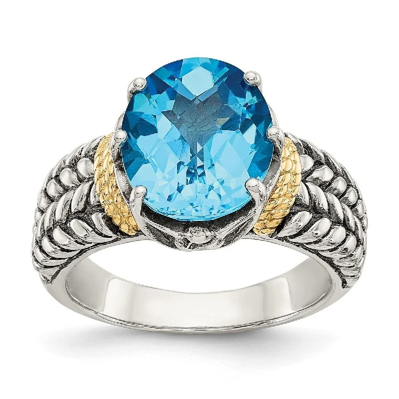 Women’s stylish rings with gemstones-Curata 925 Sterling Silver Polished Prong set With 14k 4.80Swiss Blue Topaz Ring