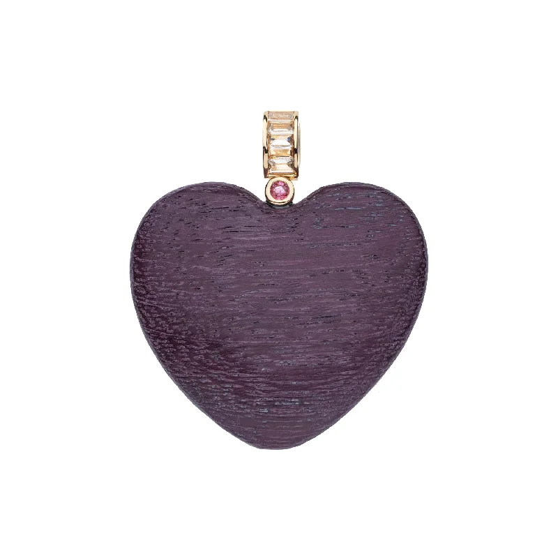 Women’s customized necklaces-Jane Win LOVE Jumbo Wood Heart Pendant Necklace