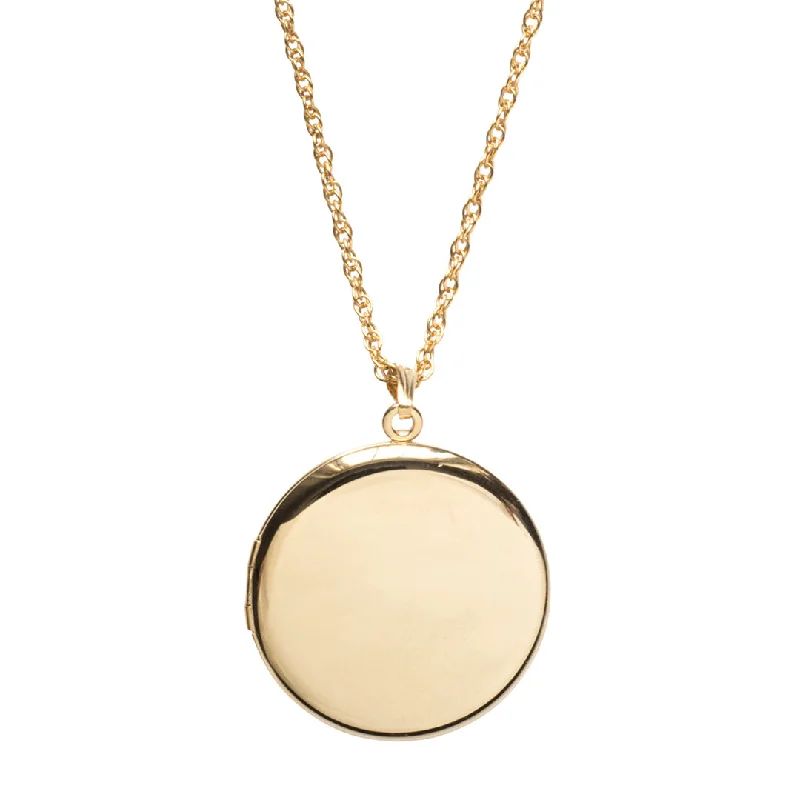 Women’s beach necklaces-14K Gold Filled 33mm Round Locket Necklace