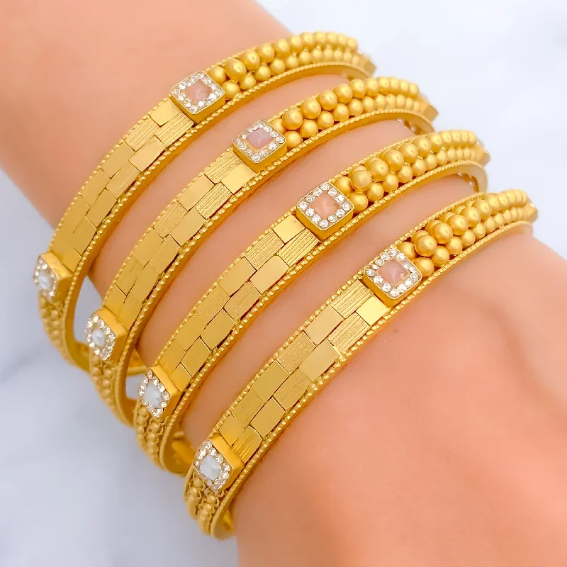 Women’s adjustable bangles-Bespoke Captivating 22k Gold Antique Bangle Set