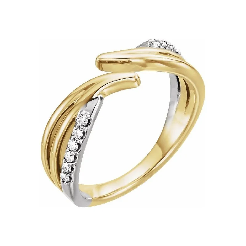 Women’s floral rings-14K Yellow Gold & White 1/8 CTW Diamond Bypass Ring for Women