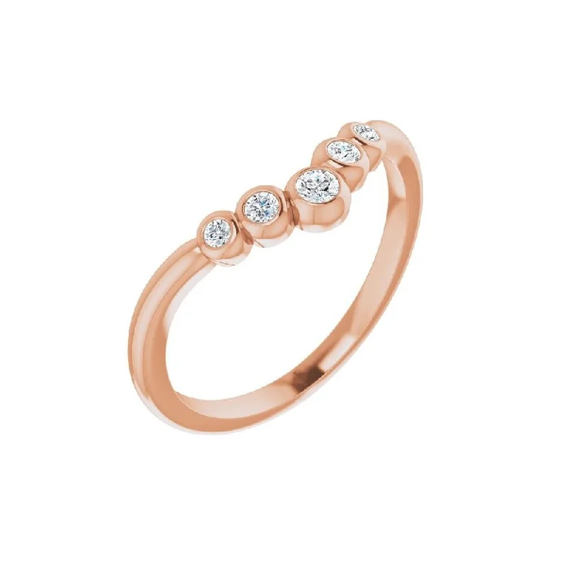 Women’s high-end engagement rings-14K Rose Gold 1/10 CTW Diamond Bezel-Set Graduated "V" Ring for Women