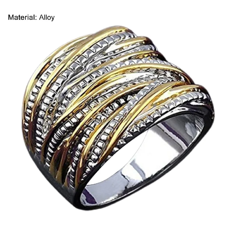 Women’s halo engagement rings-Golden Color Fine Crafts Women Ring Round Multi Layer Luxury Wedding Ring Jewelry Accessaries