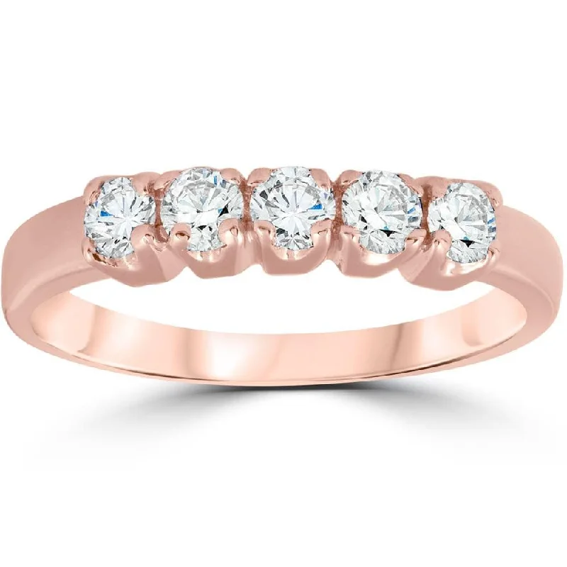 Women’s princess cut diamond engagement rings-1/2ct 5-Stone Diamond Wedding Ring Rose Gold