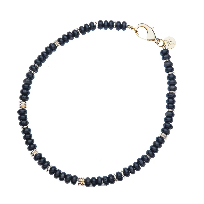 Women’s diamond chain necklaces-Jane Win Obsidian Gumdrop Beaded Necklace