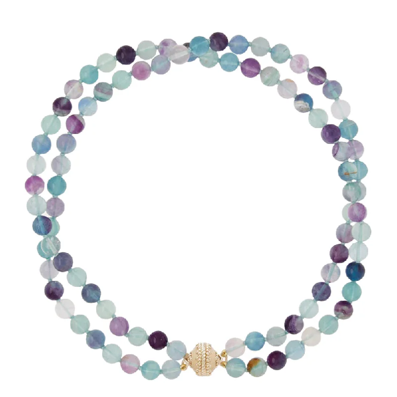 Women’s colorful necklaces-Clara Williams Victoire Multi-Colored Fluorite 8mm Double Strand Necklace