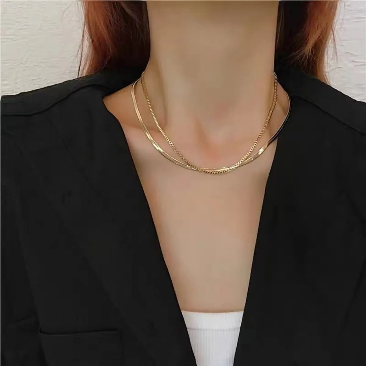 Women’s beach necklaces-Simple Style Solid Color Alloy Plating Gold Plated Women's Layered Necklaces