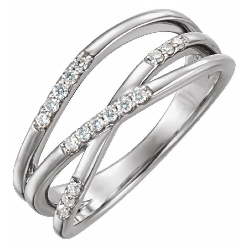 Women’s affordable engagement rings-14K White Gold 1/6 CTW Diamond Criss-Cross Ring for Women