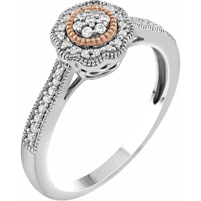 Women’s oval rings-10K White Gold and Rose Gold 1/6 CTW Diamond Promise Ring for Women