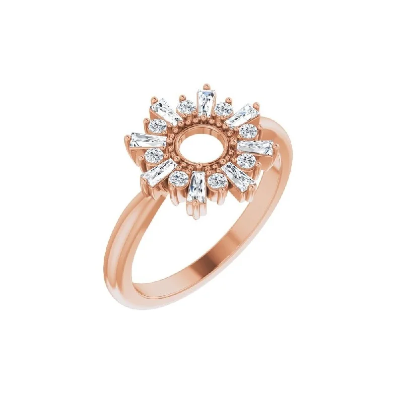 Women’s solitaire rings-14K Rose Gold 3/8 CTW Diamond Circle Ring for Women