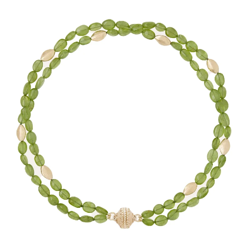 Women’s statement chain necklaces-Clara Williams Gold Rush Peridot Double Strand Necklace