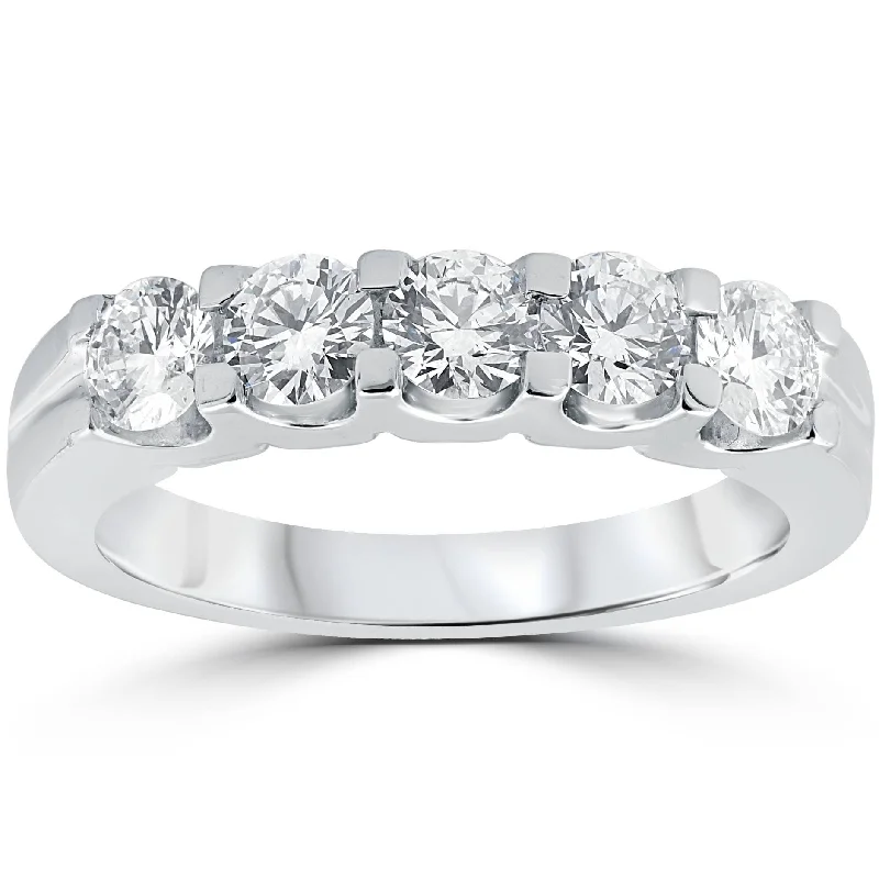 Women’s titanium engagement rings-1ct Diamond Wedding Ring Anniversary Stackable Band White Gold