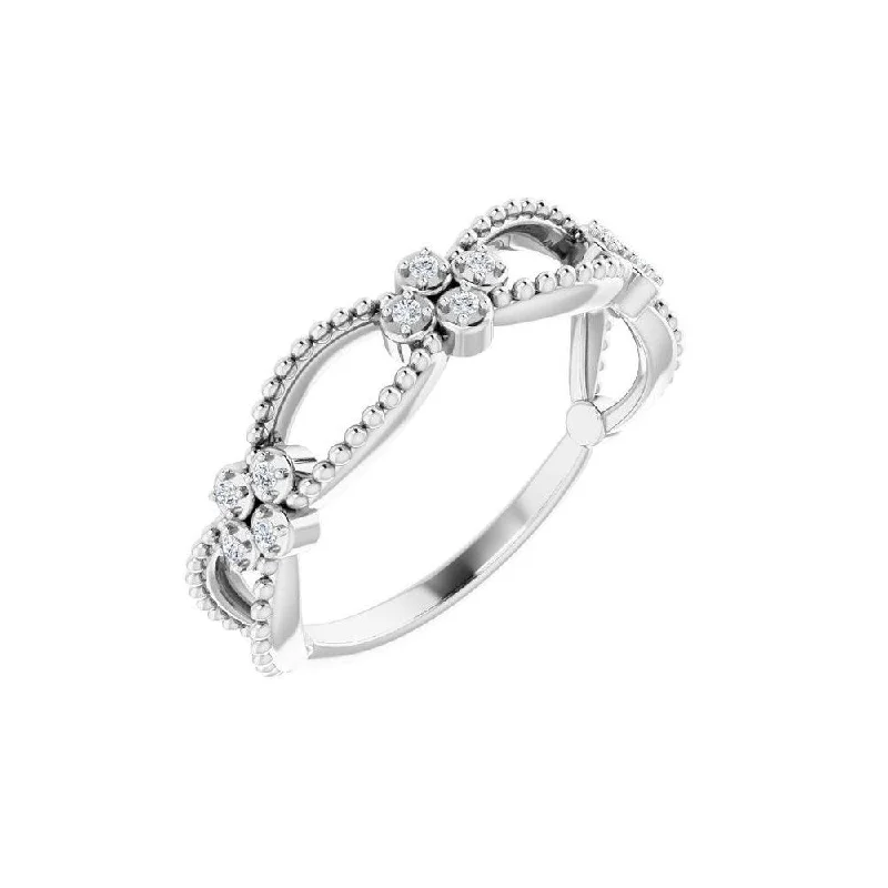 Women’s promise rings-14K White Gold .06 CTW Diamond Stackable Beaded Ring for Women