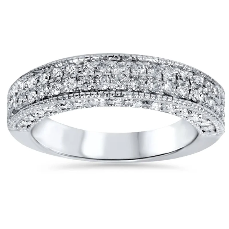 Women’s luxury wedding and engagement rings-1 1/10ct Pave Diamond Wedding Ring White Gold