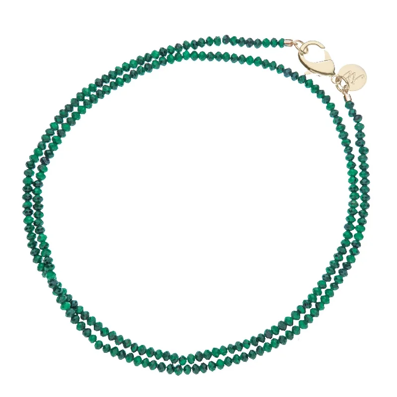 Women’s celestial necklaces-Jane Win Double Wrap Diamond-Cut Malachite Beaded Necklace