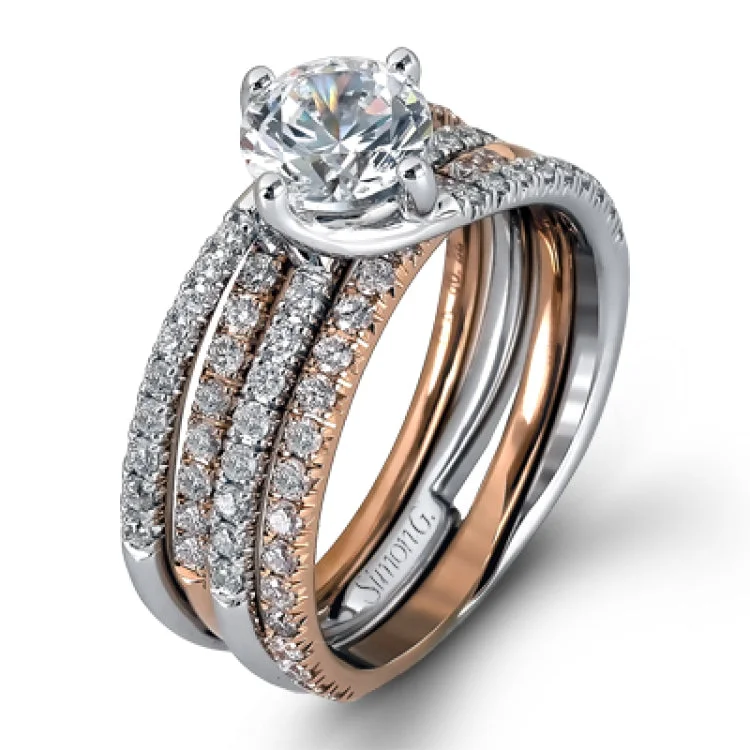 Women’s gold engagement rings with diamonds-MR1908-A WEDDING SET