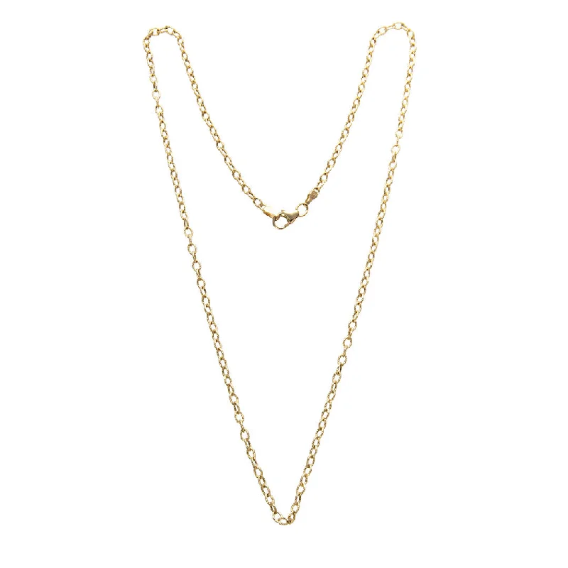 Women’s romantic gold necklaces-14K Yellow Gold Hammered Link Chain Necklace