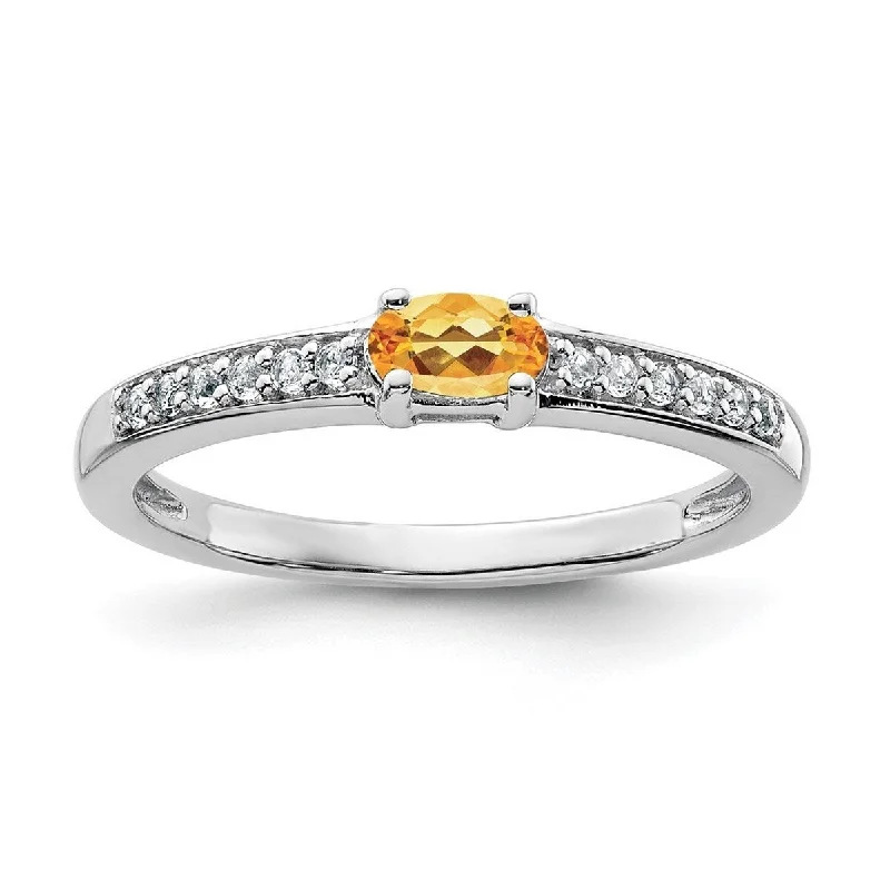 Women’s unique gemstone engagement rings-Curata 925 Sterling Silver Citrine and White Topaz Ring