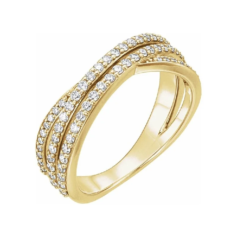 Women’s cocktail rings-14K Yellow Gold 1/2 CTW Diamond Criss-Cross Ring for Women