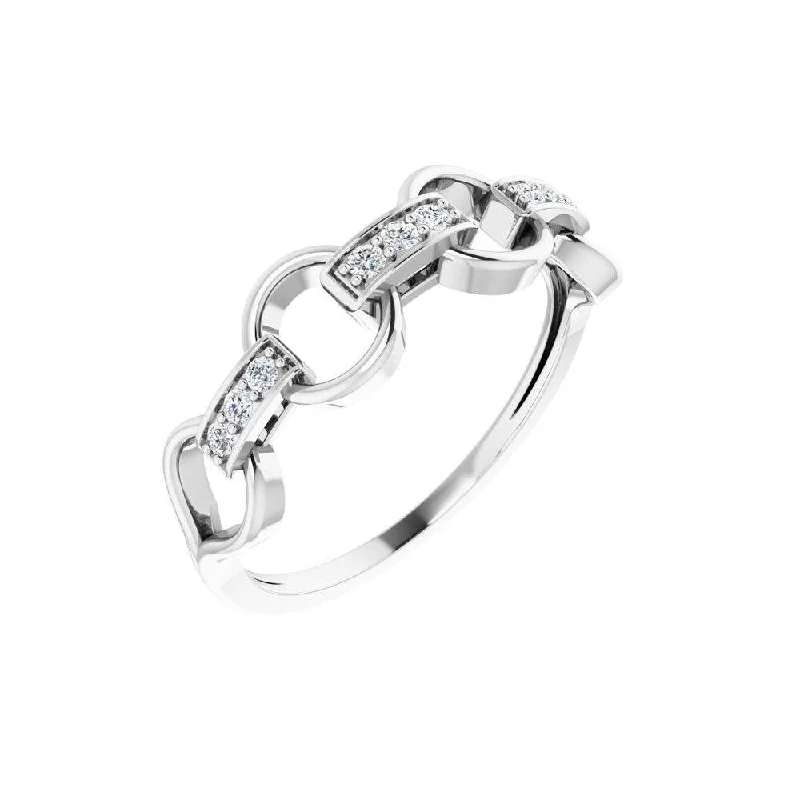 Women’s eternity band rings-14K White Gold 1/10 CTW Diamond Link Ring for Women