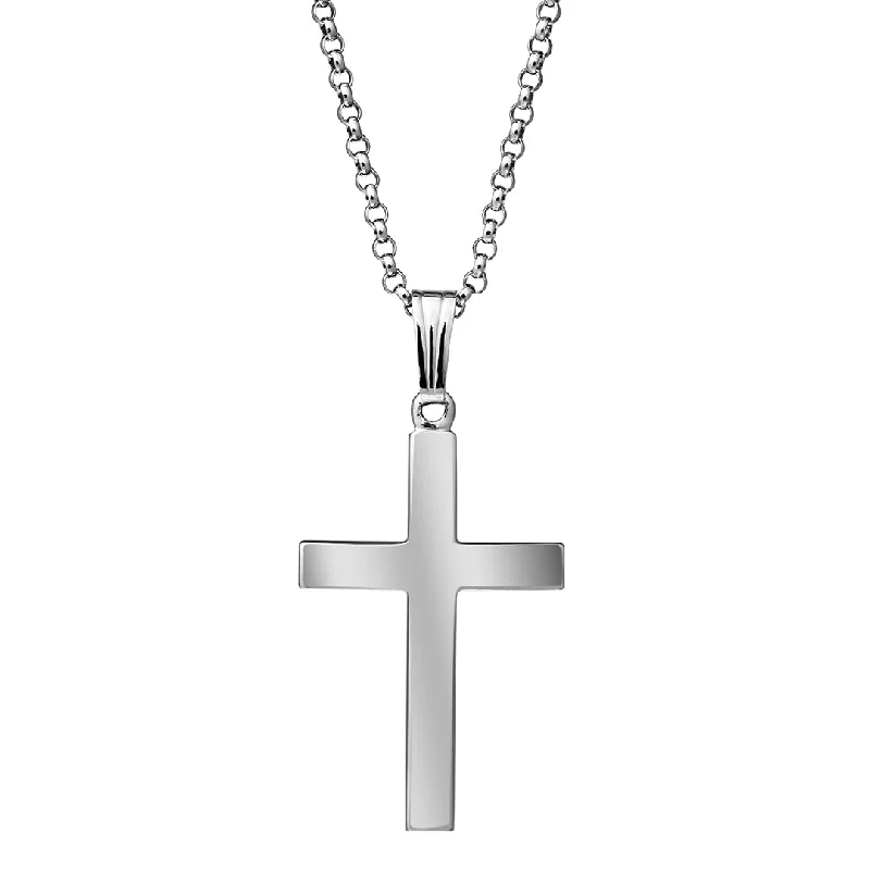 Women’s statement chain necklaces-Sterling Silver Domed Cross Pendant Necklace