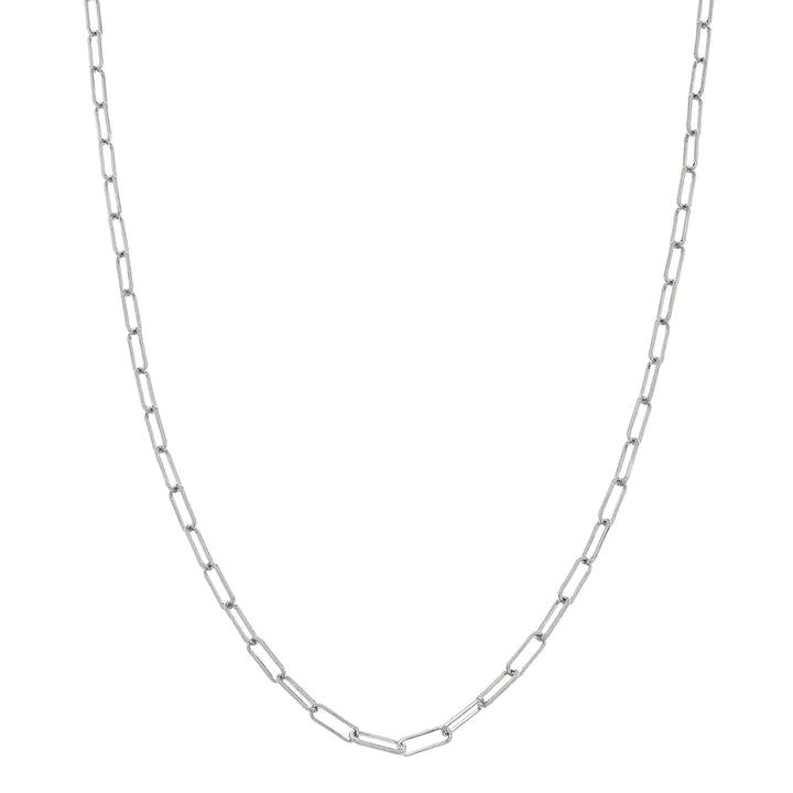 Women’s celestial necklaces-20" 14K White Gold Paper Clip Necklace