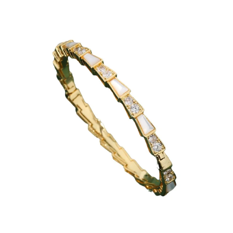 Women’s crystal bangles-Copper 18K Gold Plated Elegant Geometric Stoving Varnish Bangle