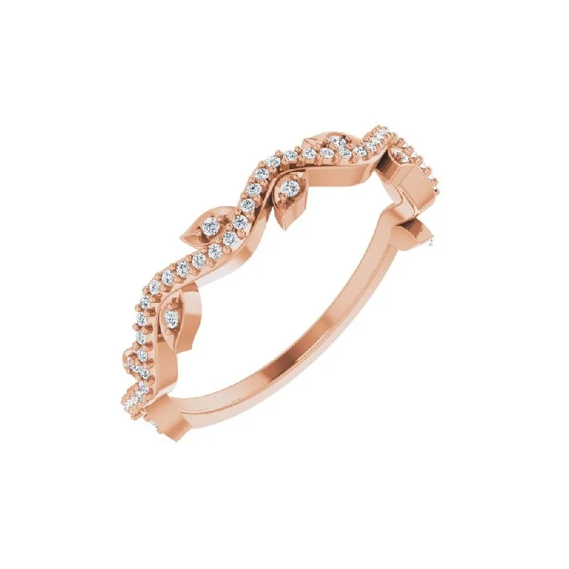 Women’s rose gold rings-14K Rose Gold 1/6 CTW Diamond Leaf Ring for Women