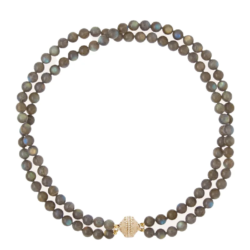 Women’s gold pendant necklaces with diamonds-Clara Williams Victoire Labradorite 7mm Double Strand Necklace