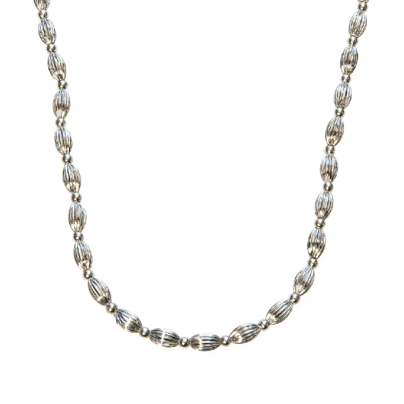 Women’s sparkling necklaces-Silver Plated Charleston Rice Bead Necklace