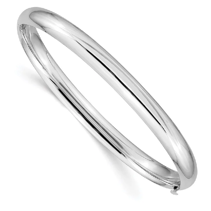 Women’s adjustable bracelets-14k White Gold High Polished 6.00mm Hinged Bangle-WBC-DB503