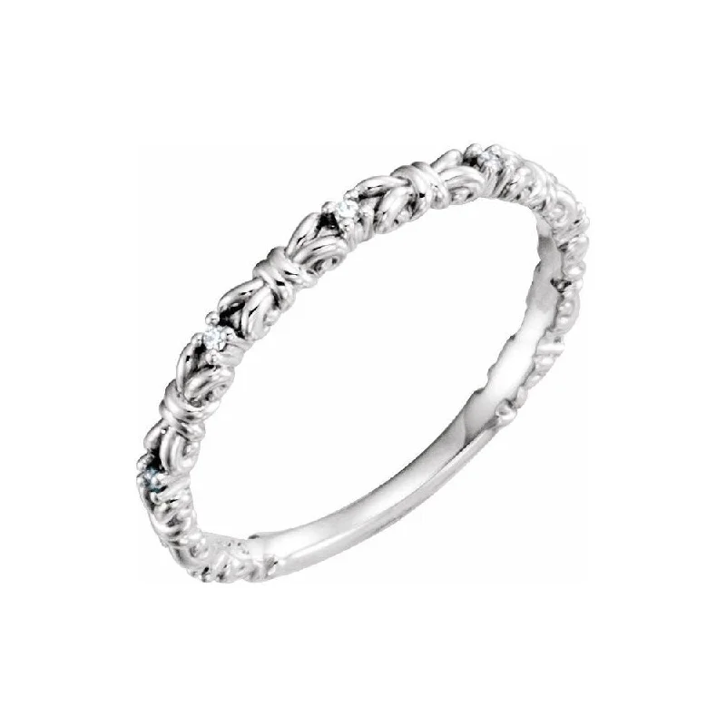 Women’s large gemstone rings-14K White Gold .04 CTW Diamond Stackable Ring for Women