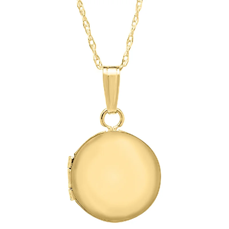 Women’s simple gold necklaces-Baby 14K Yellow Gold Round Locket Necklace