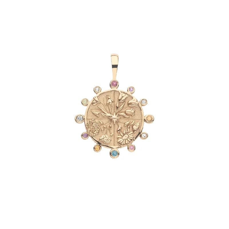 Women’s gemstone and diamond necklaces-Jane Win HOPE Petite Embellished Coin Pendant Necklace