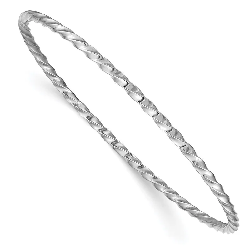 Women’s adjustable bangles-14k White Gold 2.50mm Twisted Slip-on Bangle-WBC-DB568