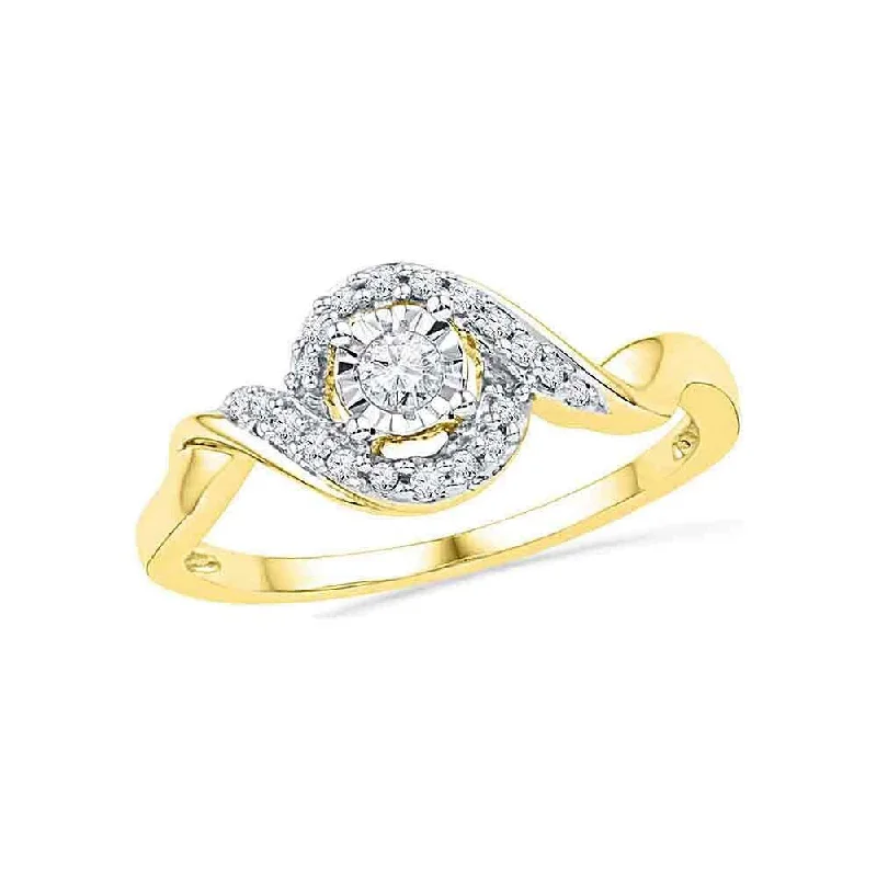 Women’s colorful rings-10k Yellow Gold Womens Round Diamond Solitaire Twist Promise Ring (1/6 Cttw, G-H Color, I2-I3 Clarity)