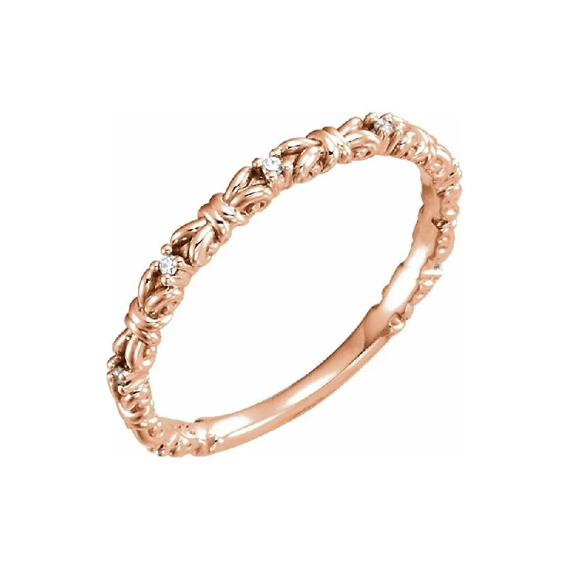 Women’s custom rings-14K Rose Gold .04 CTW Diamond Stackable Ring for Women