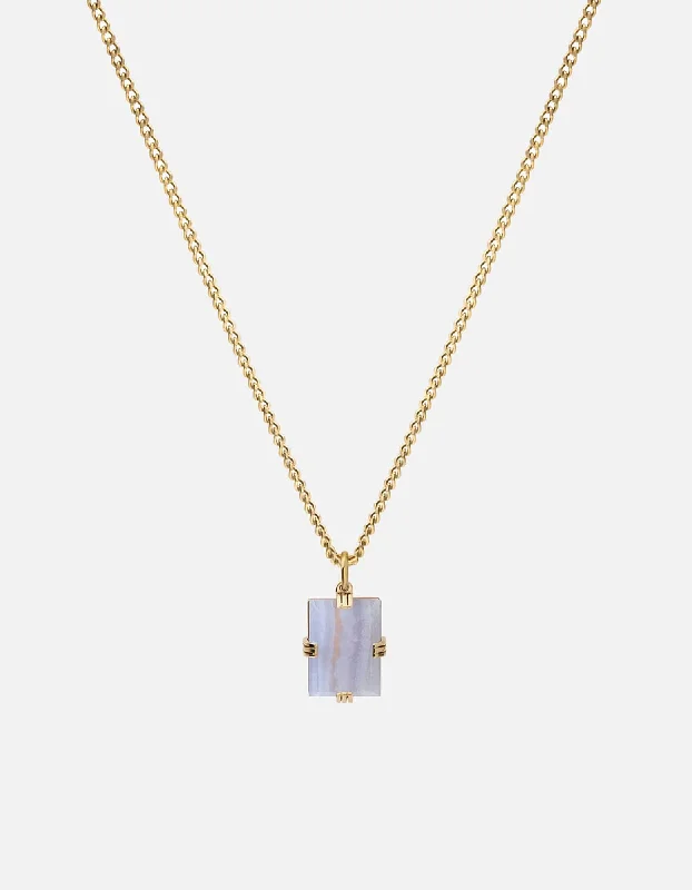 Women’s beach necklaces-Lennox Agate Necklace, Gold Vermeil