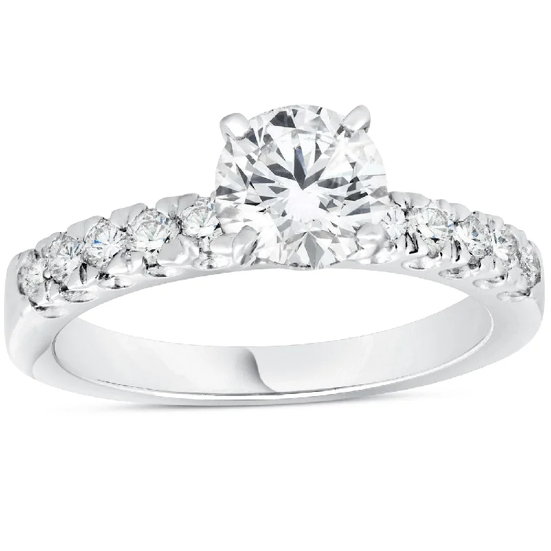 Women’s wedding engagement rings-1.90ct Pave Diamond Engagement Ring White Gold Lab Grown