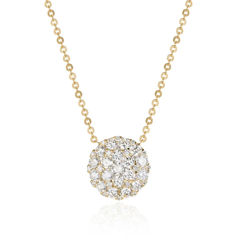 Women’s multi-layer necklaces-.79ctw Round Diamond Cluster 14K Gold Necklace