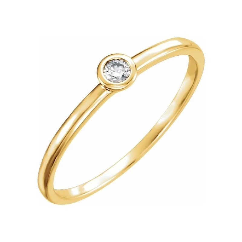 Women’s designer diamond rings-14K Yellow Gold .06 CTW Diamond Bezel-Set Solitaire Ring for Women