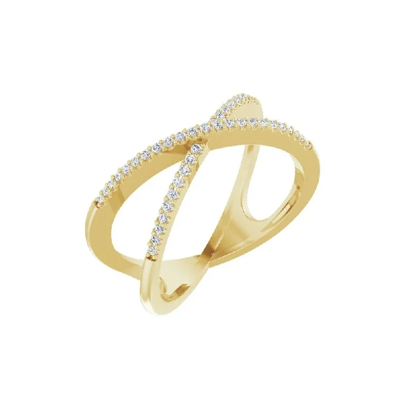 Women’s men’s rings-14K Yellow Gold 1/6 CTW Diamond Criss-Cross Ring for Women