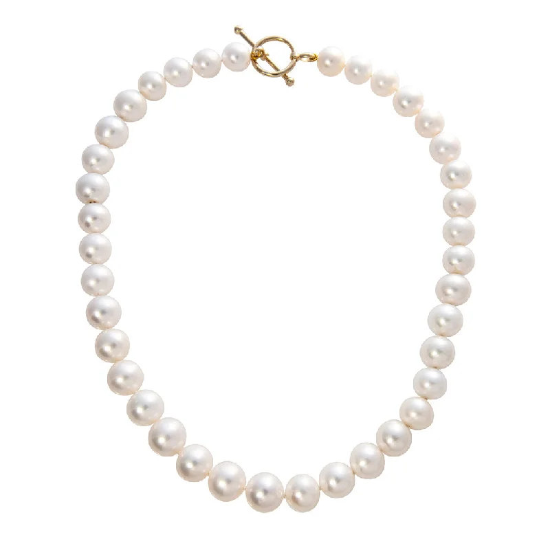 Women’s eternity necklaces-11-12mm Freshwater Pearl 14K Gold Toggle Clasp Necklace