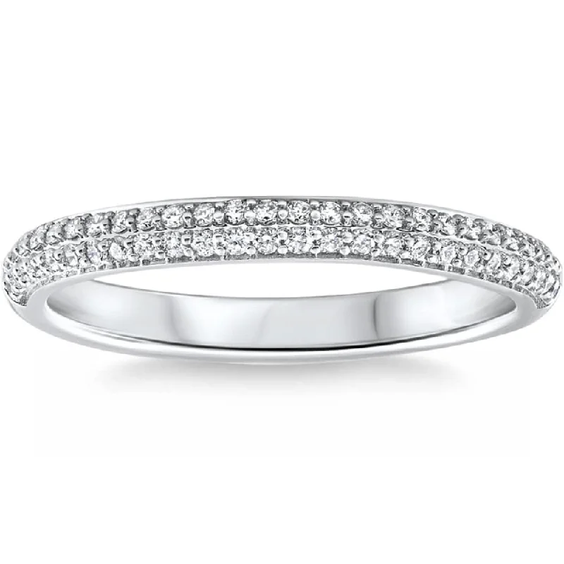 Women’s stackable engagement rings-1/4Ct TW Diamond Micro Pave Wedding Ring Stackable Band Gold Lab Grown