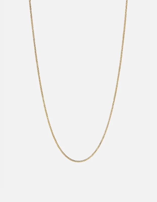 Women’s classic necklaces-1.3mm Cuban Chain Necklace, 14K Gold