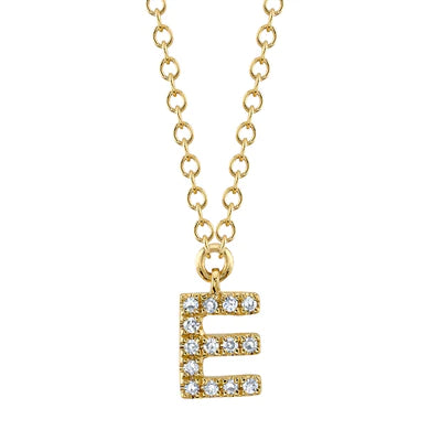 Women’s gold chain necklaces-0.04ctw Diamond Necklace - Initial E