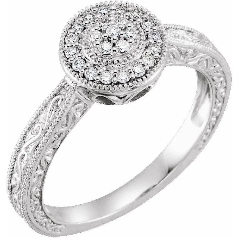 Women’s affordable engagement rings-10K White Gold 1/6 CTW Diamond Promise Ring for Women