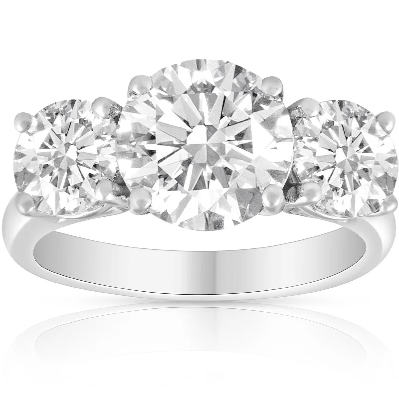 Women’s round-cut engagement rings-5Ct Three Stone Moissanite Ring 10k White Gold